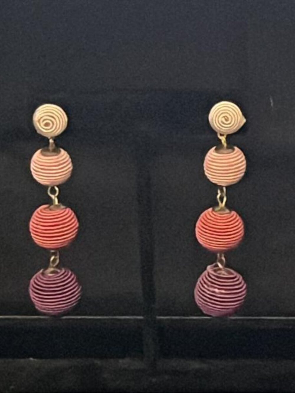 Purple / Pink Ombre Wrapped Bead Drop Earrings